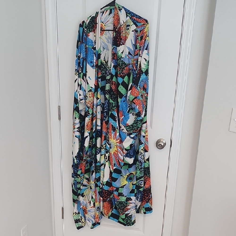 Colorful Patterned Long Kimono